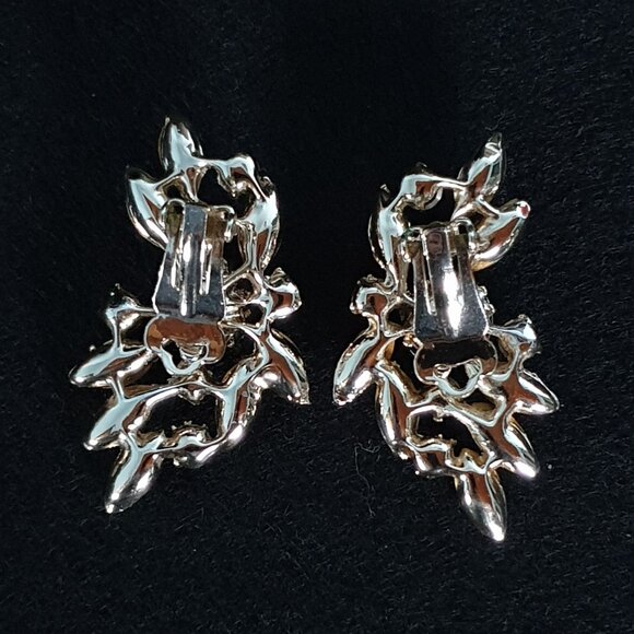 Bold Yellow & Aurora Borealis Rhinestone Floral Earrings – Statement Sparkle - Picture 4 of 10